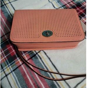 Coach legacy leather Penelope purse coral/sand Crossbody Bag wi